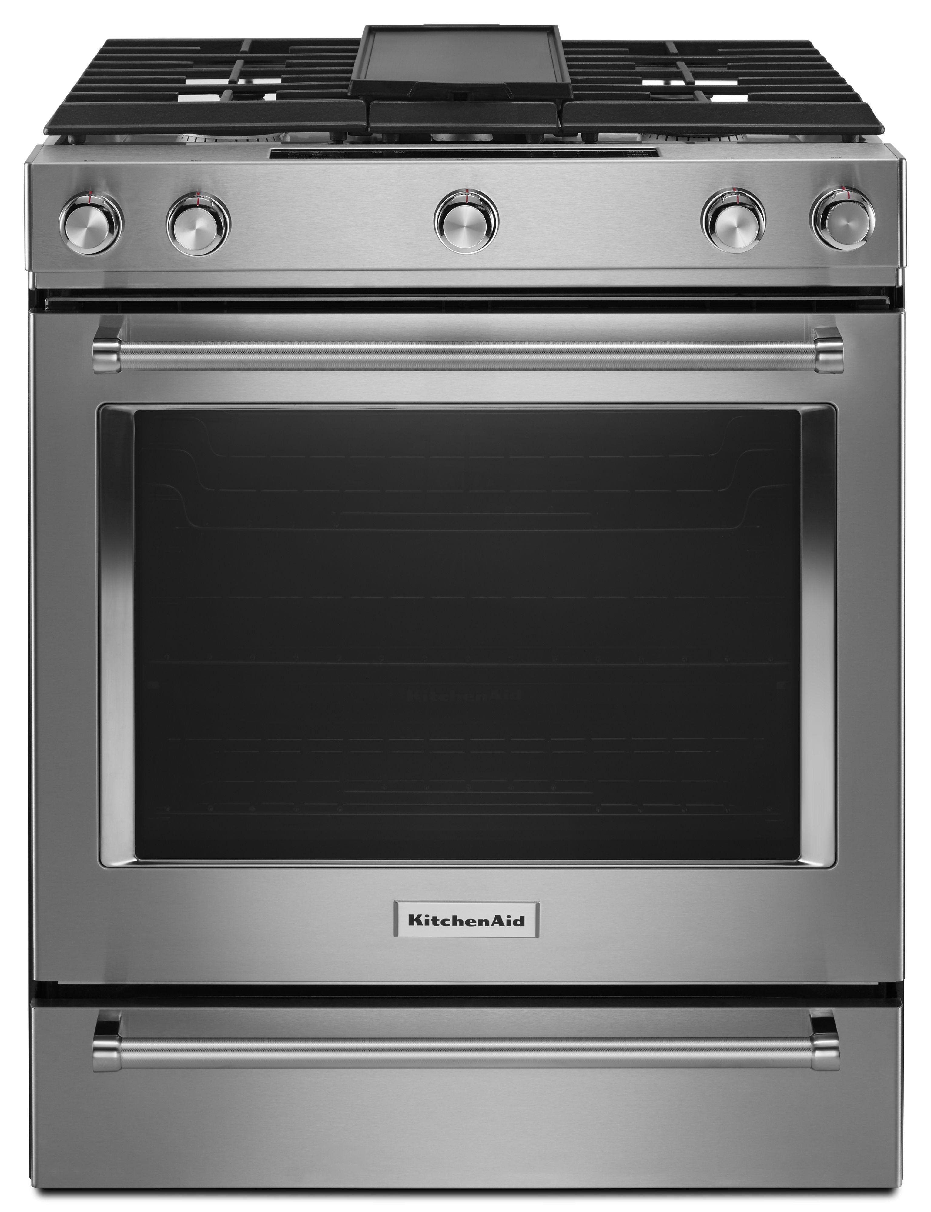 KitchenAid KSDB900ESS 30 Inch Dual Fuel Convection Slide-In Range