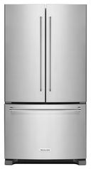 36 Inch Freestanding French Door Refrigerator with 25.2 cu. ft. Capacity, ExtendFresh™ Temperature Management System, Produce Preserver, FreshChill™ Full-Width Pantry, Automatic Ice Maker, Max Cool, Humidity-Controlled Crispers, Slide-Away Split Shelf, LED Lighting, Metal Wine Rack, Internal Water Dispenser, Water Filtered, and ENERGY STAR® Qualified