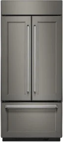 36 Inch French Door Refrigerator with 20.8 cu. ft. Capacity, 4 Spill-Proof Glass Shelves, Automatic Ice Maker, 3 Humidity Controlled Drawers, SatinGlide® System, Preserva Food Care System, Platinum Interior, Intuitive Controls, LED Lighting, Door Open Alarm, and Sabbath Mode