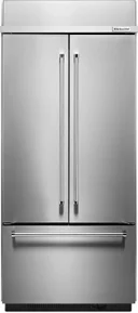 36 Inch French Door Refrigerator with 20.8 cu. ft. Capacity, 4 Spill-Proof Glass Shelves, Automatic Ice Maker, 3 Humidity Controlled Drawers, SatinGlide® System, Preserva Food Care System, Platinum Interior, Intuitive Controls, LED Lighting, Door Open Alarm, and Sabbath Mode