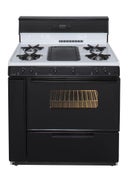 36 Inch Freestanding Gas Range with 5 Open Burners, Broiler Drawer, Electronic Ignition, 10 Inch Tempered Glass Backguard, Side Storage Compartment and ADA Compliant