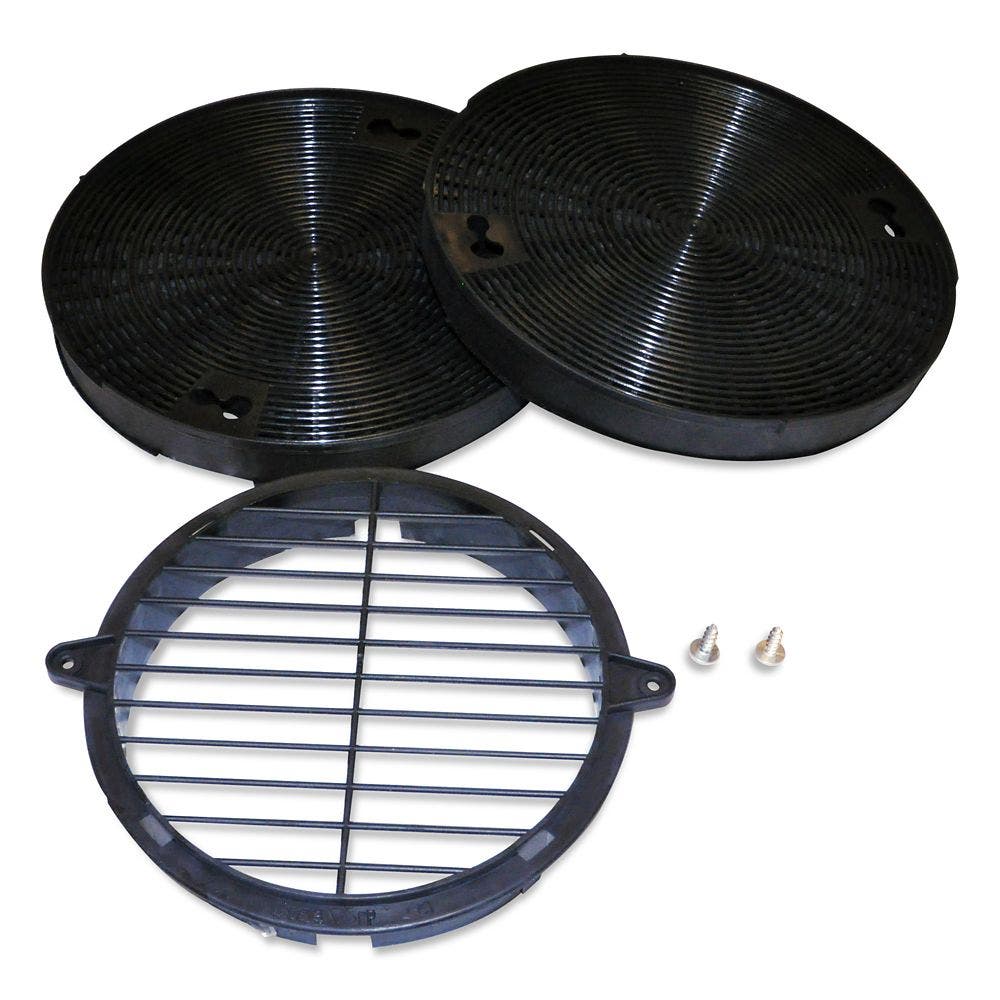 Range Hood Recirculation Kit with (2) charcoal filters, (1) black vent cover and (2) mounting screws, fits UXL5430BSS