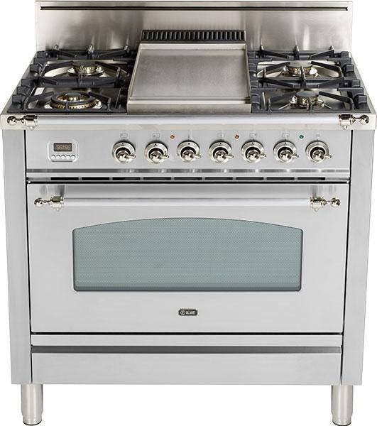 Ilve UPN90FVGGIX Stainless Steel, Chrome Trim
