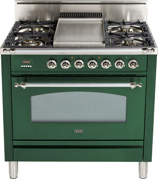 Ilve UPN90FVGGVSX Emerald Green, Chrome Trim