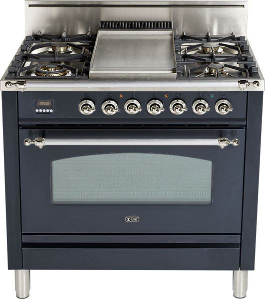 Ilve UPN90FVGGMX Matte Graphite, Chrome Trim