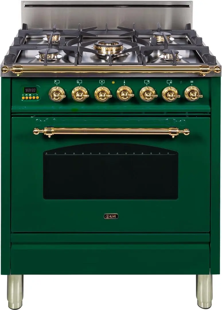 Ilve UPN76DVGGVS Emerald Green, Brass Trim