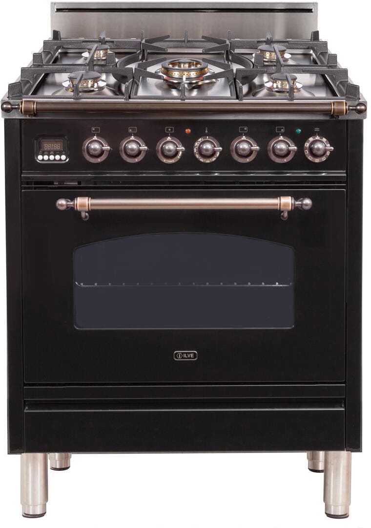 Ilve UPN76DVGGNY Gloss Black, Oil Rubbed Bronze Trim