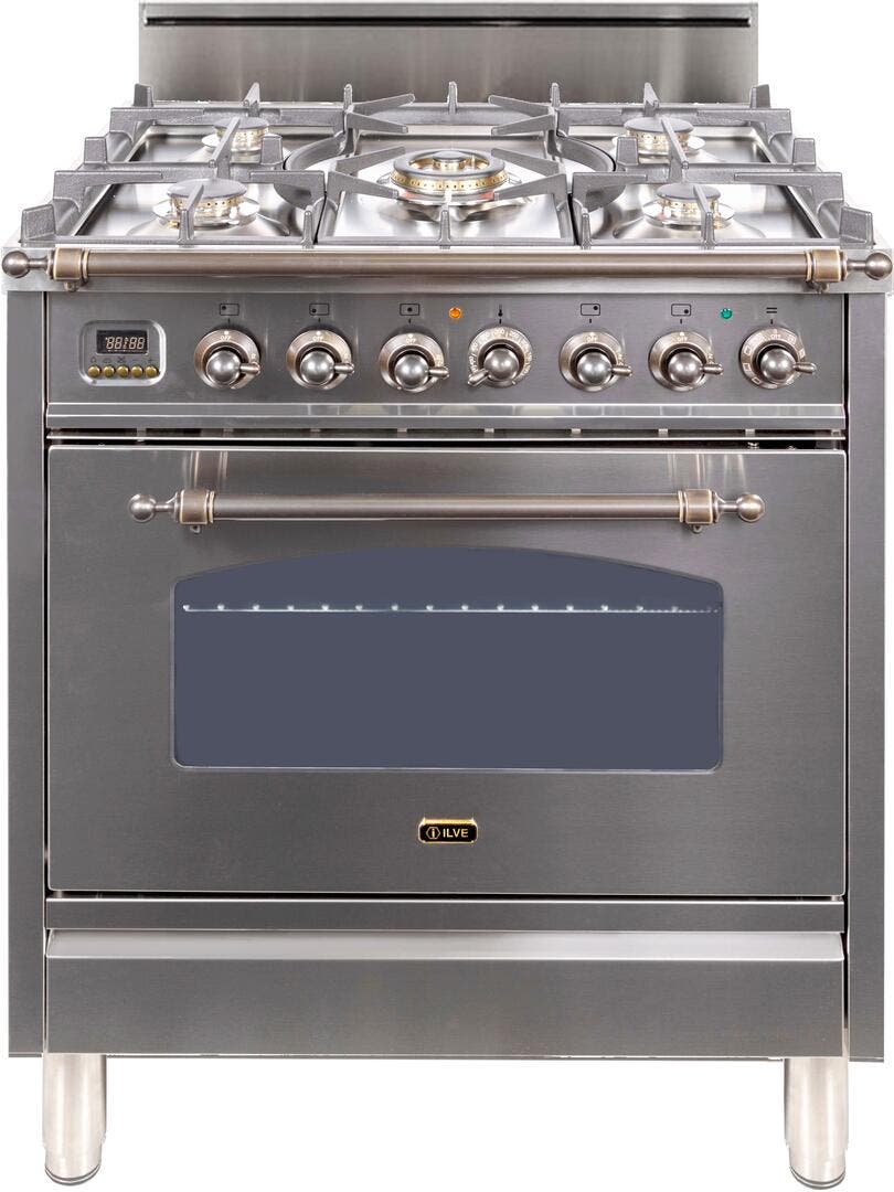 Ilve UPN76DVGGIY Stainless Steel, Oil Rubbed Bronze Trim