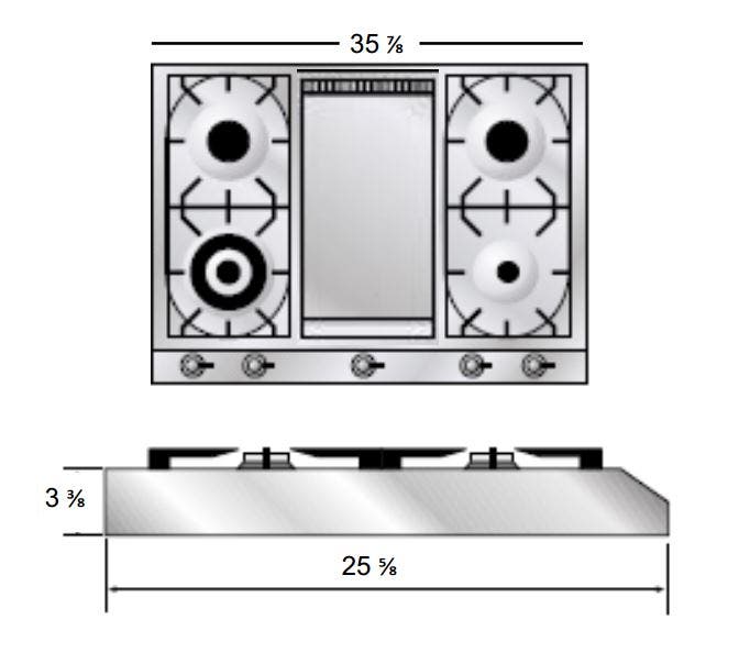 Ilve UHP965FD 36" Pro-Style Gas Rangetop