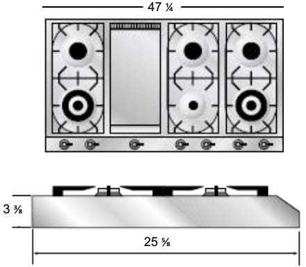 Ilve UHP1265FD 48" Pro-Style Gas Rangetop