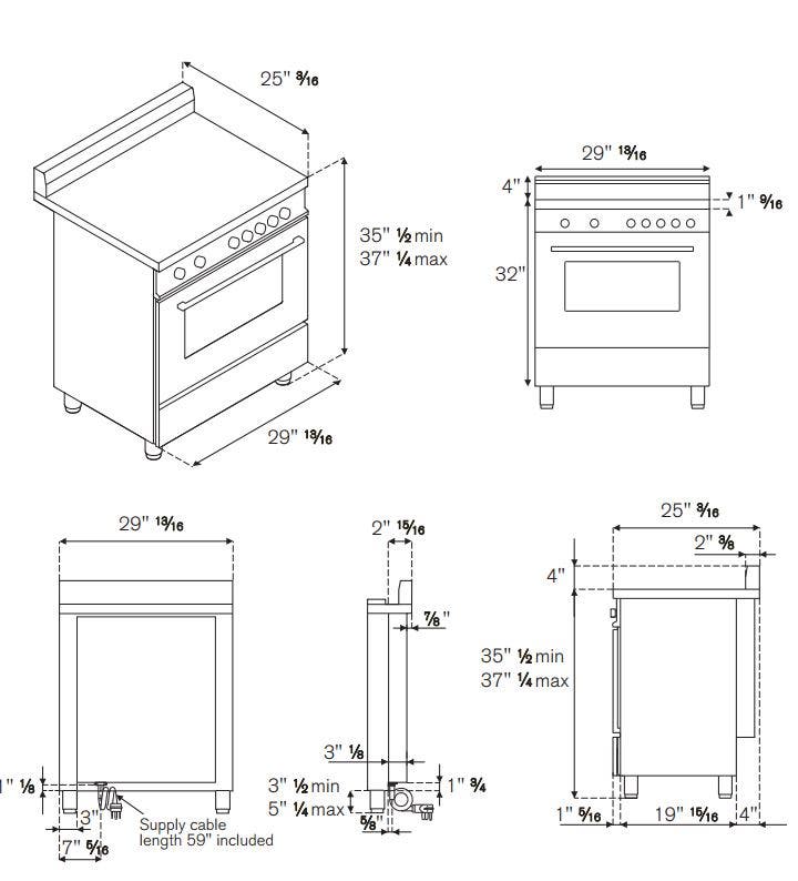 Bertazzoni PRO304INMXE Stainless Steel, Manual Clean, Standard Oven Racks