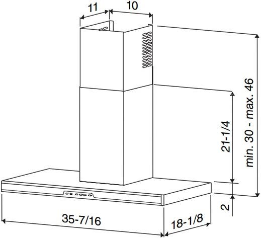 Best WC34I90SB 36" Eclisse Wall-Mount Chimney Hood