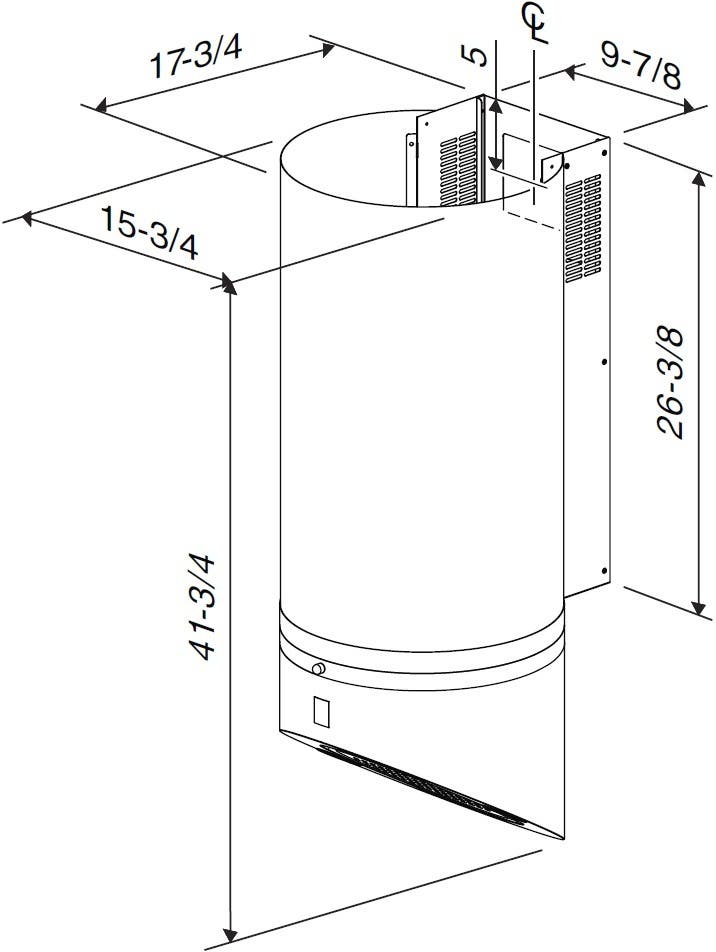 Best WM33I40R 16" Lipstick Wall-Mount Chimney Hood