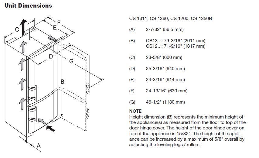 Liebherr CS1311R Right Hinge Door Swing