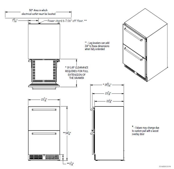 Lynx L24DWR 24" Outdoor Double Drawer Refrigerator