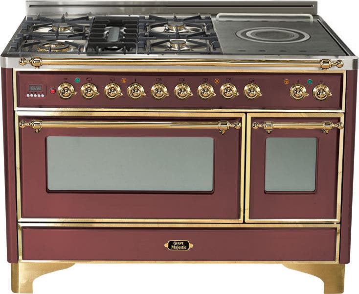 Ilve UM120SDMPRB Burgundy with Brass Trim