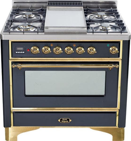 Ilve UM90FDMPMY Matte Graphite with Oiled Bronze Trim