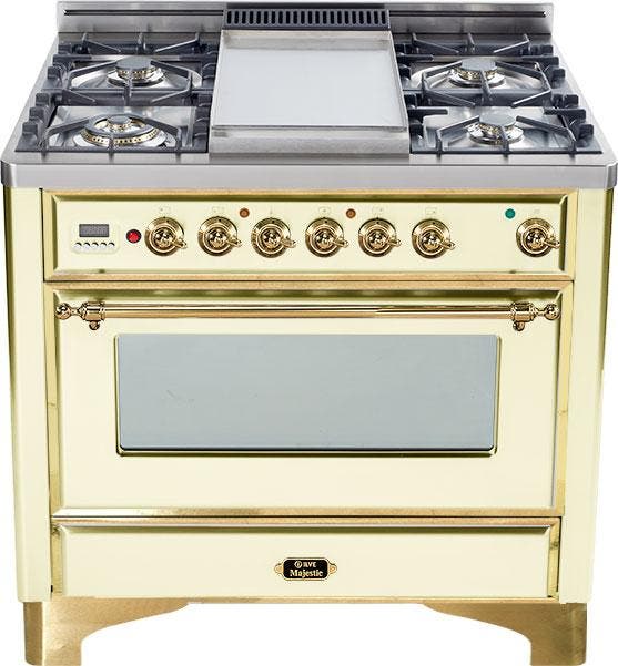 Ilve UM90FDMPA Antique White with Brass Trim