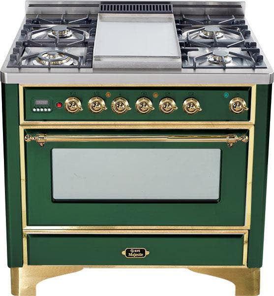 Ilve UM90FDMPVS Emerald Green with Brass Trim