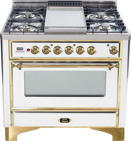 Ilve UM90FDMPB True White with Brass Trim