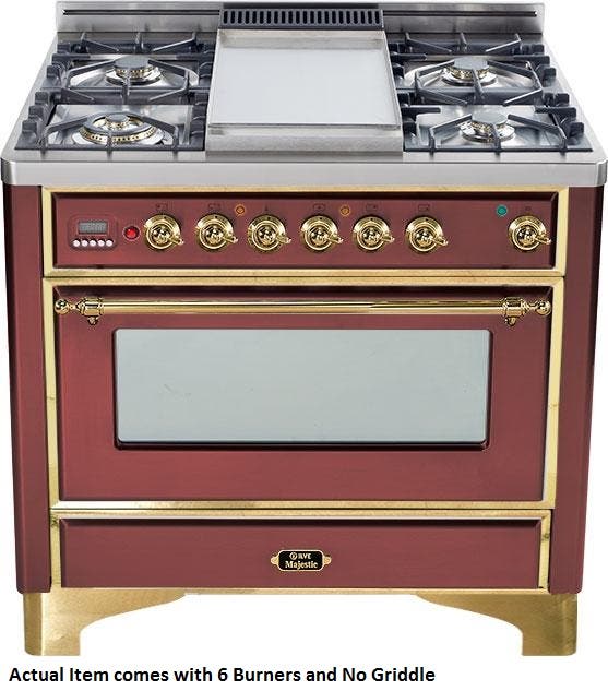 Ilve UM906DMPRB Burgundy with Brass Trim