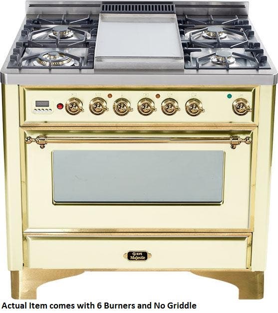 Ilve UM906DMPA Antique White with Brass Trim