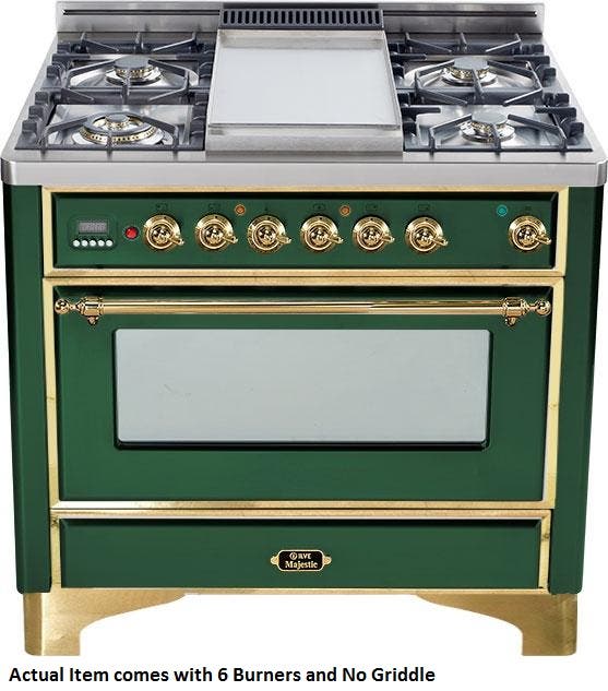 Ilve UM906DMPVS Emerald Green with Brass Trim