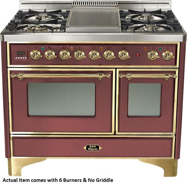Ilve UMD1006DMPRB Burgundy with Brass Trim
