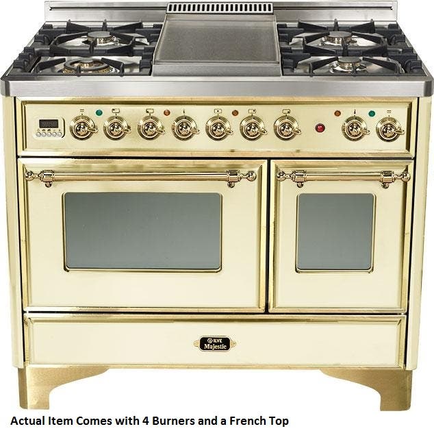 Ilve UMD100SDMPA Antique White with Brass Trim
