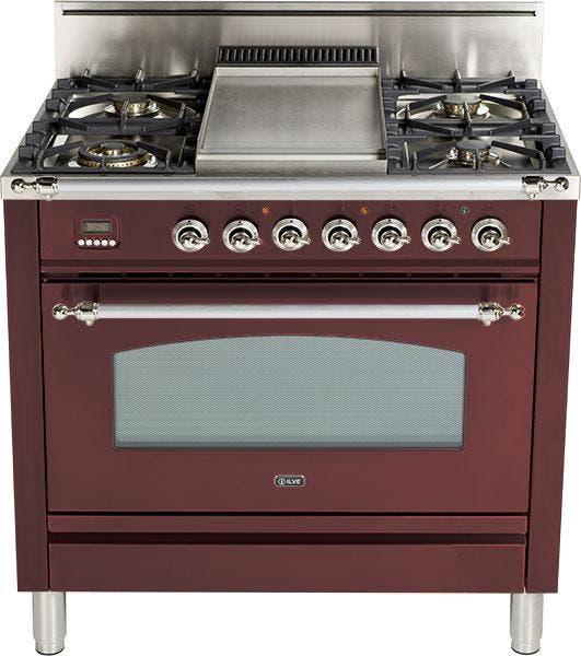 Ilve UPN90FDVGGRBX Burgundy Red