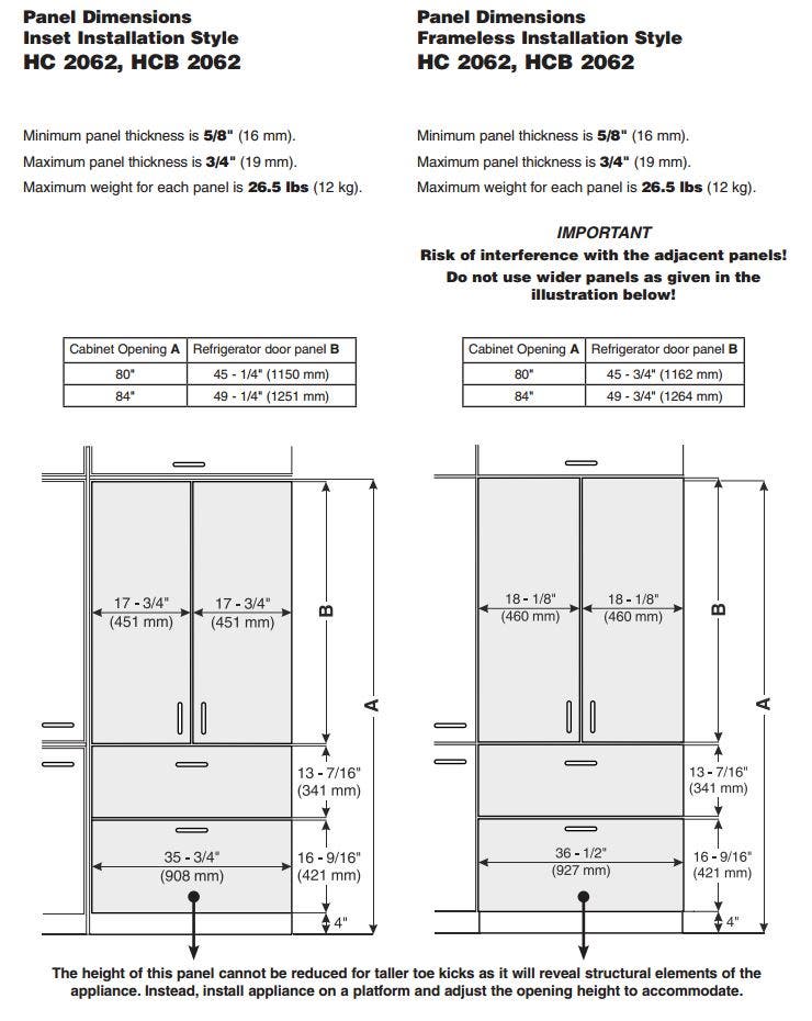 Liebherr HCB2062 36" Fully Integrated French Door Refrigerator
