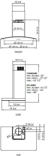 Zephyr ZRVM90AGC Clear Glass