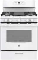 30 Inch Free-Standing Gas Range with 5 Sealed Burners, 5.0 cu. ft. Oven Capacity, Broiler Drawer, Continuous Grates, Delay Bake, Steam Clean, Simmer Burner, Power Boil Burner, Central Oval Burner, and Integrated Non-Stick Griddle