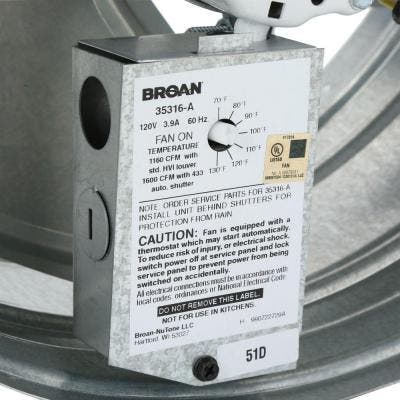 Broan 35316 Gable Mount Ventilator, 1600 CFM