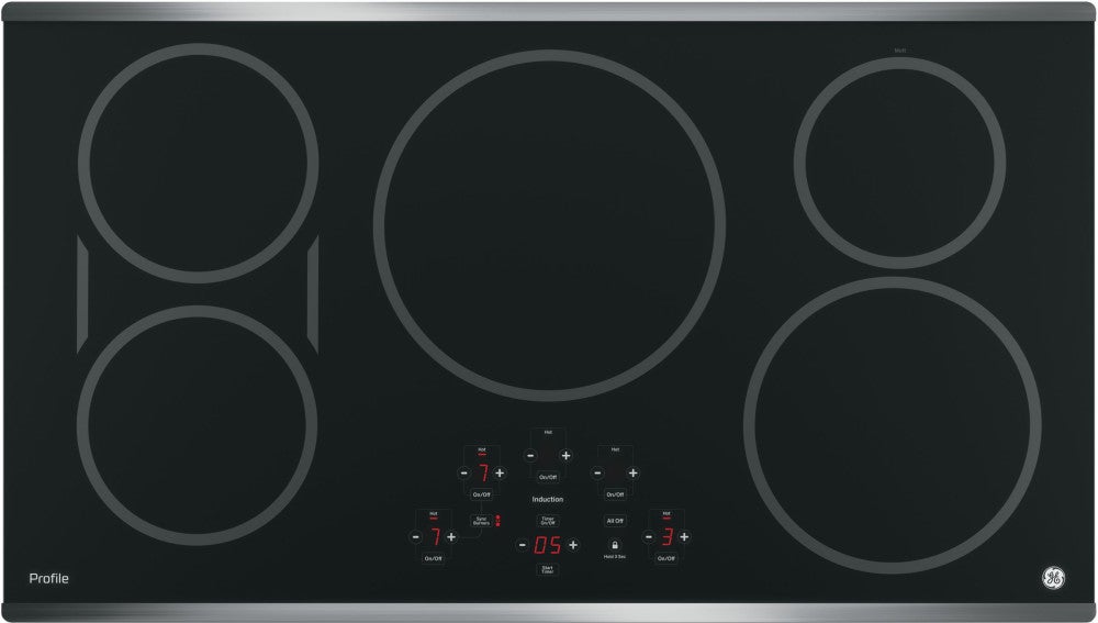 GE PHP9036DJ 36 Inch Induction Cooktop with 5 Cooking Zones, 3,700