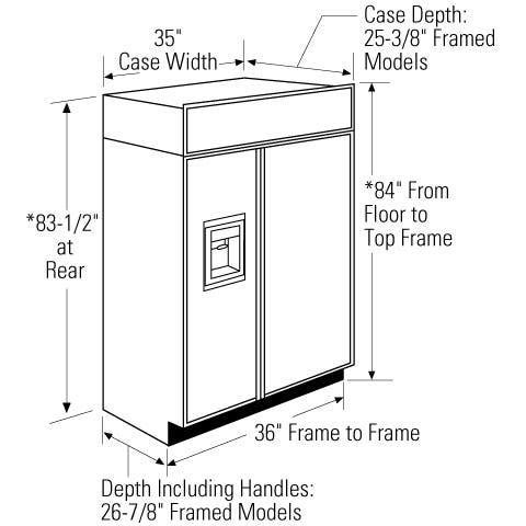 Monogram ZISB360DH 36" Built-in Side by Side Refrigerator