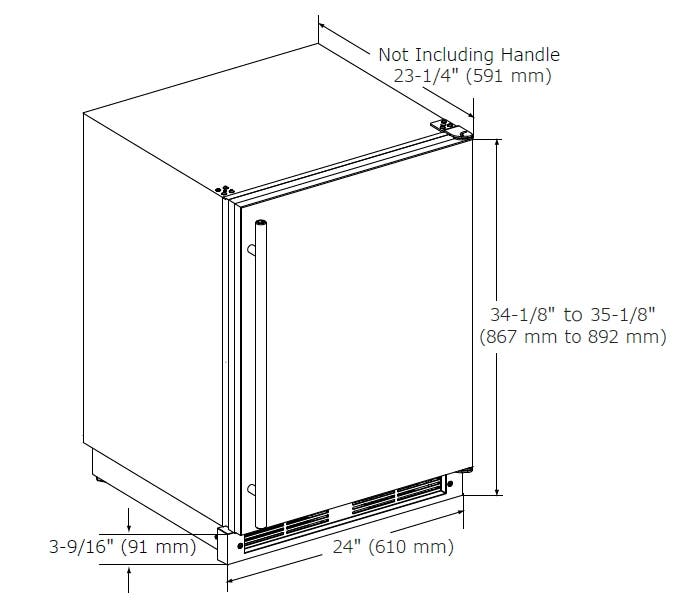 U-Line U1224RSOD00B 24 Inch Built-in Outdoor Refrigerator