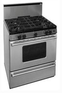 30 Inch Gas Range with 4 Sealed Burners, Continuous Cast Iron Grates, Electronic Ignition, Stainless Steel Backguard, Stainless Steel Commercial Handles, 2 Oven Racks and Broiler Drawer