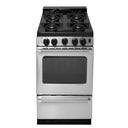 20 Inch Gas Range with 4 Sealed Burners, Continuous Cast Iron Grates, Black Porcelain Vent Rail, Electric Ignition, Stainless Steel Commercial Handles, 2 Oven Racks, Broiler Drawer and ADA Compliant