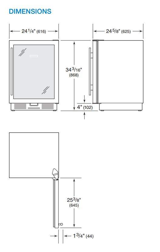 Sub Zero 424FSGTHRH 24 Inch Freestanding Dual Zone Wine Storage