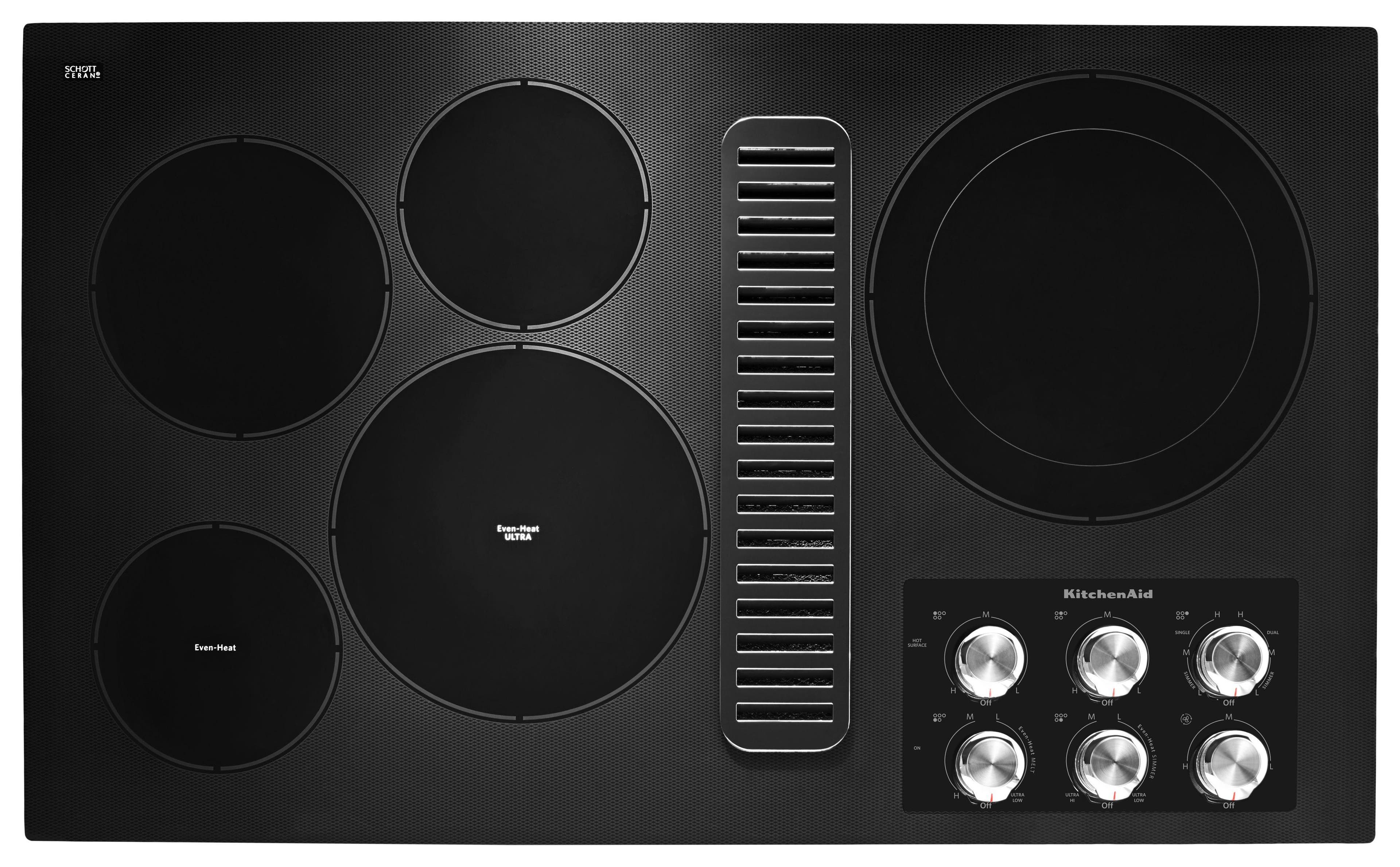 KitchenAid KCED606GBL 36 Inch Electric Downdraft Cooktop Black