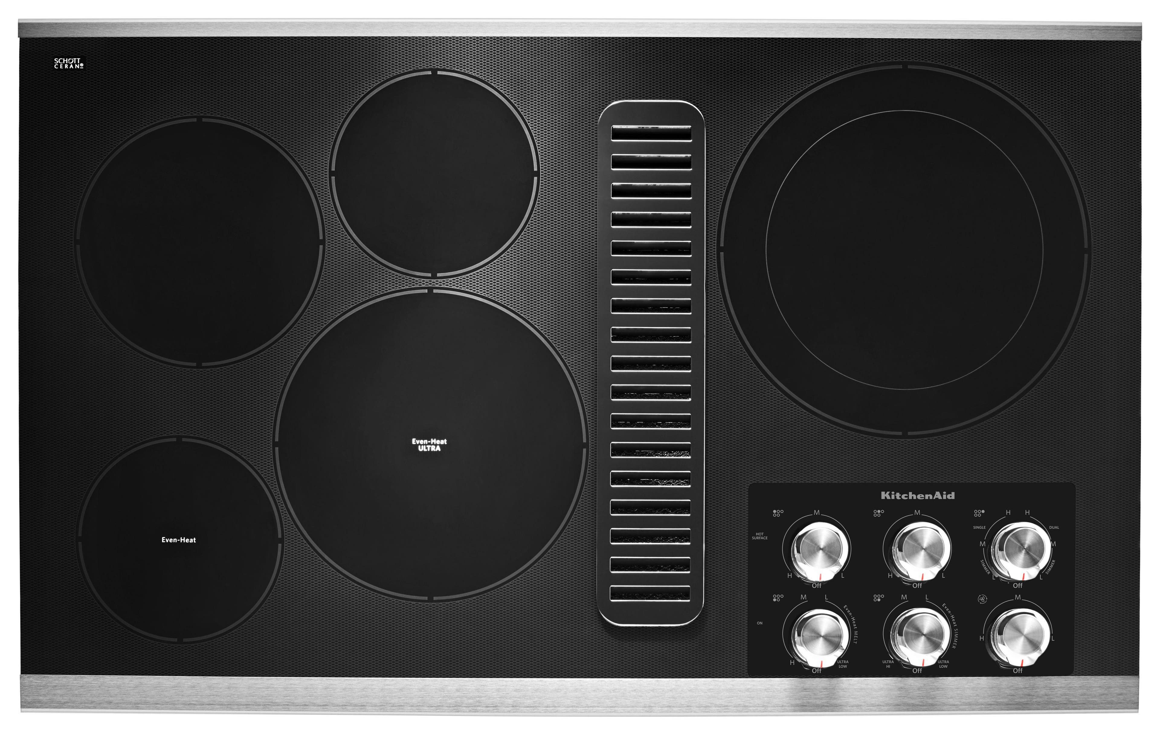 KitchenAid KCED606GBL 36 Inch Electric Downdraft Cooktop Black