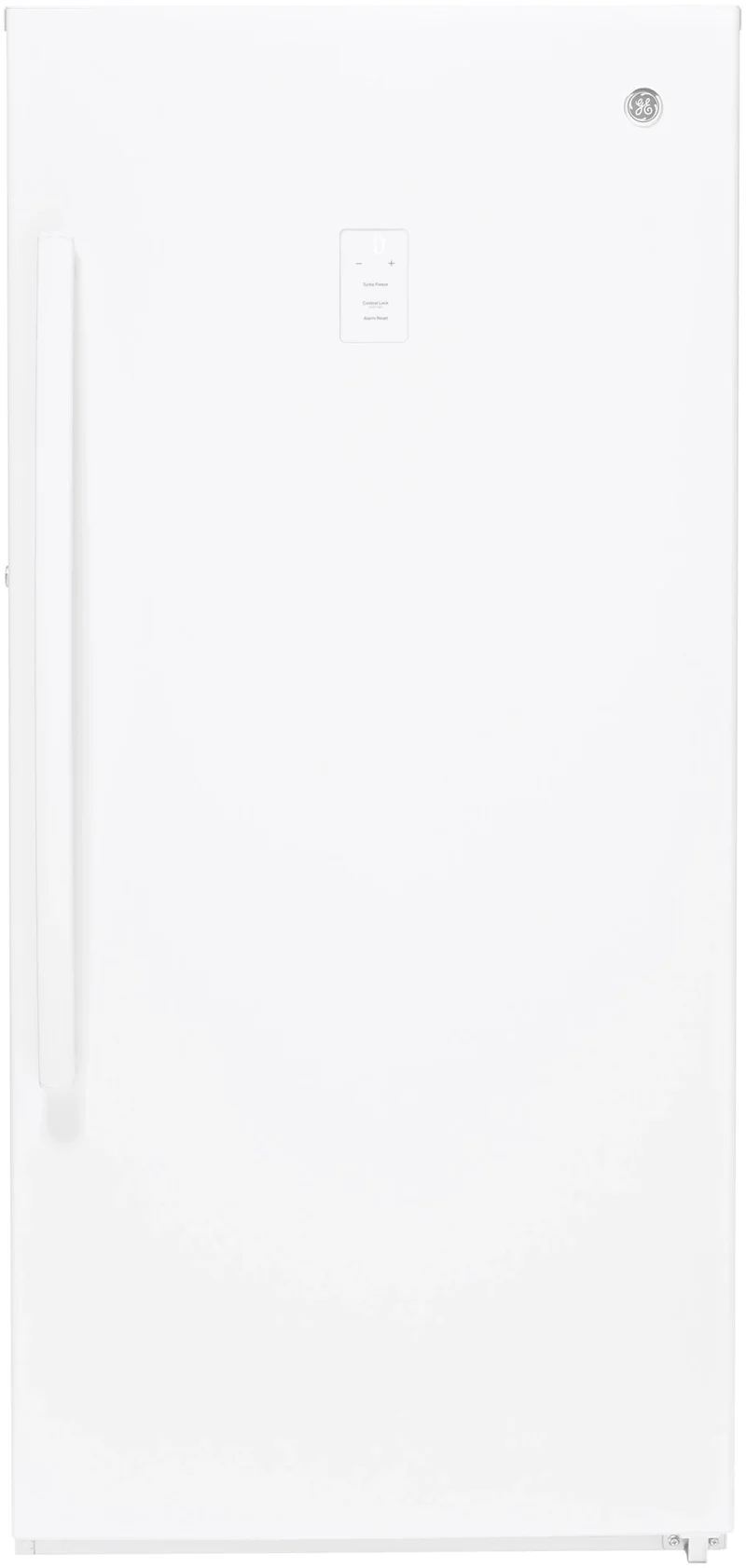 GE FUF14DLRWW 29" Upright Freezer with Exterior Temperature Control, LED Lighting, SelfEjecting