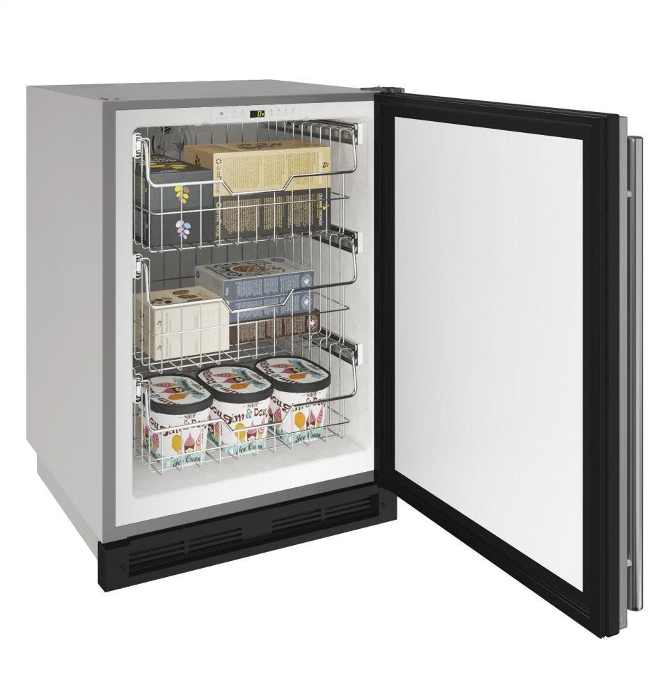 U-Line U1224FZRSOD00A 24 Inch Outdoor Convertible Freezer Stainless Soli...