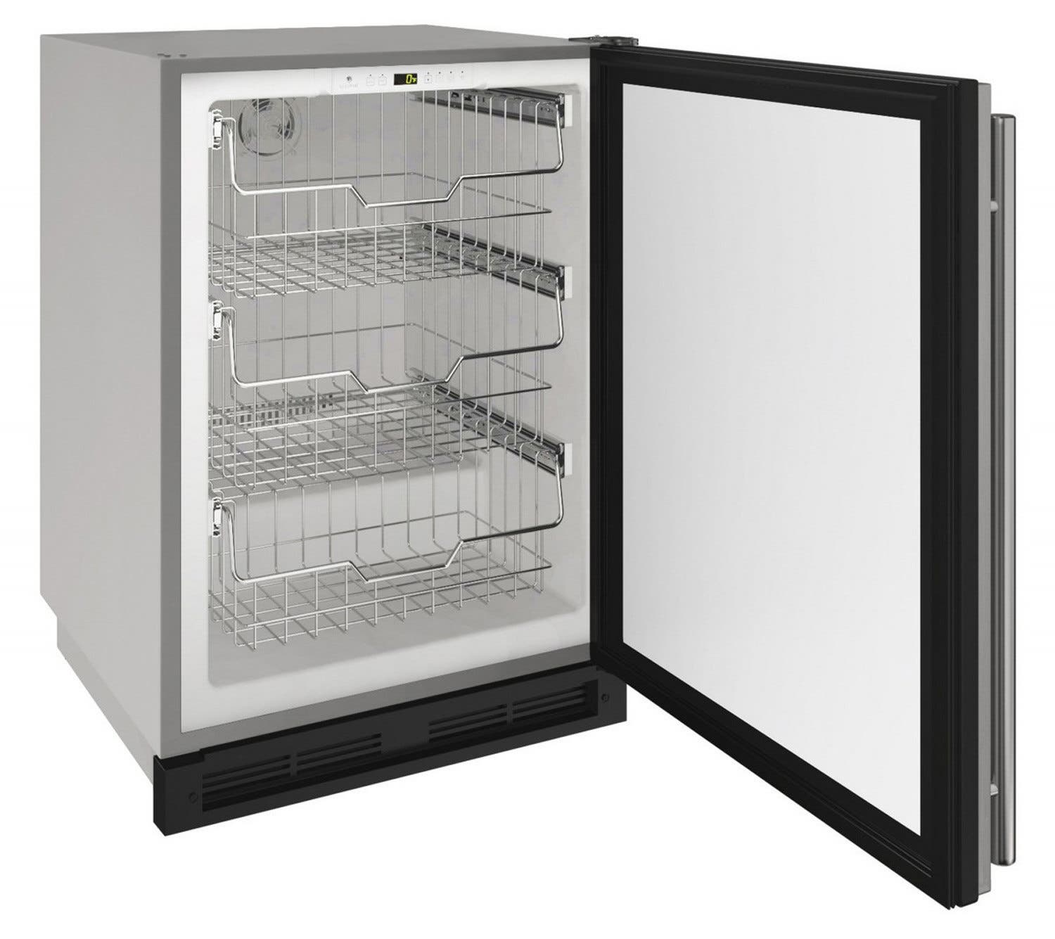 U-Line U1224FZRSOD00A 24 Inch Outdoor Convertible Freezer Stainless Soli...
