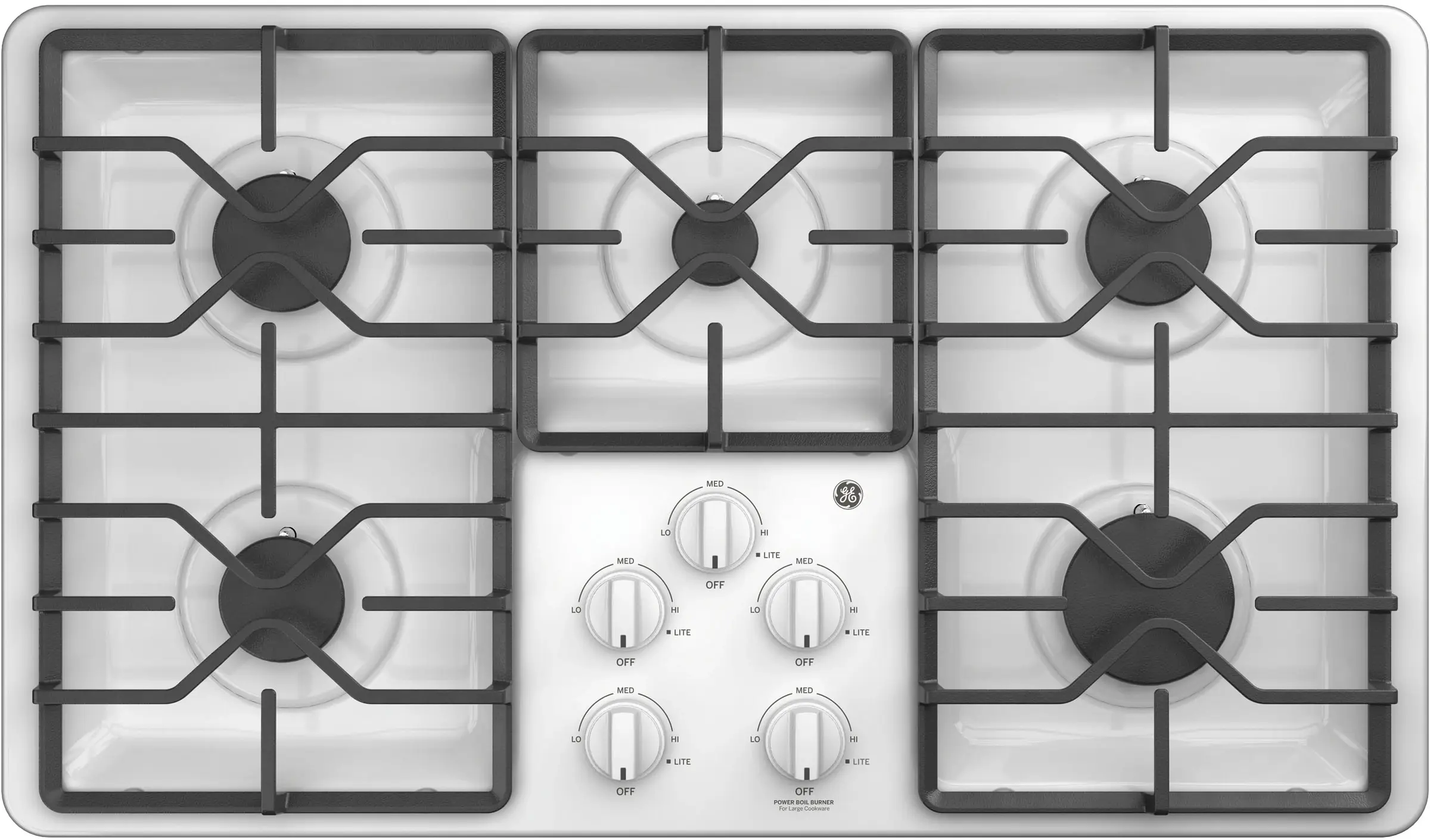 GE JGP3036DLWW 36 Inch Built-In Gas Cooktop White | Plesser's