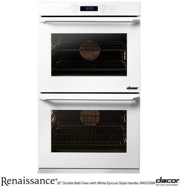 Dacor RNWO230PW White Glass with Stainless Pro Style HandleWhite G...