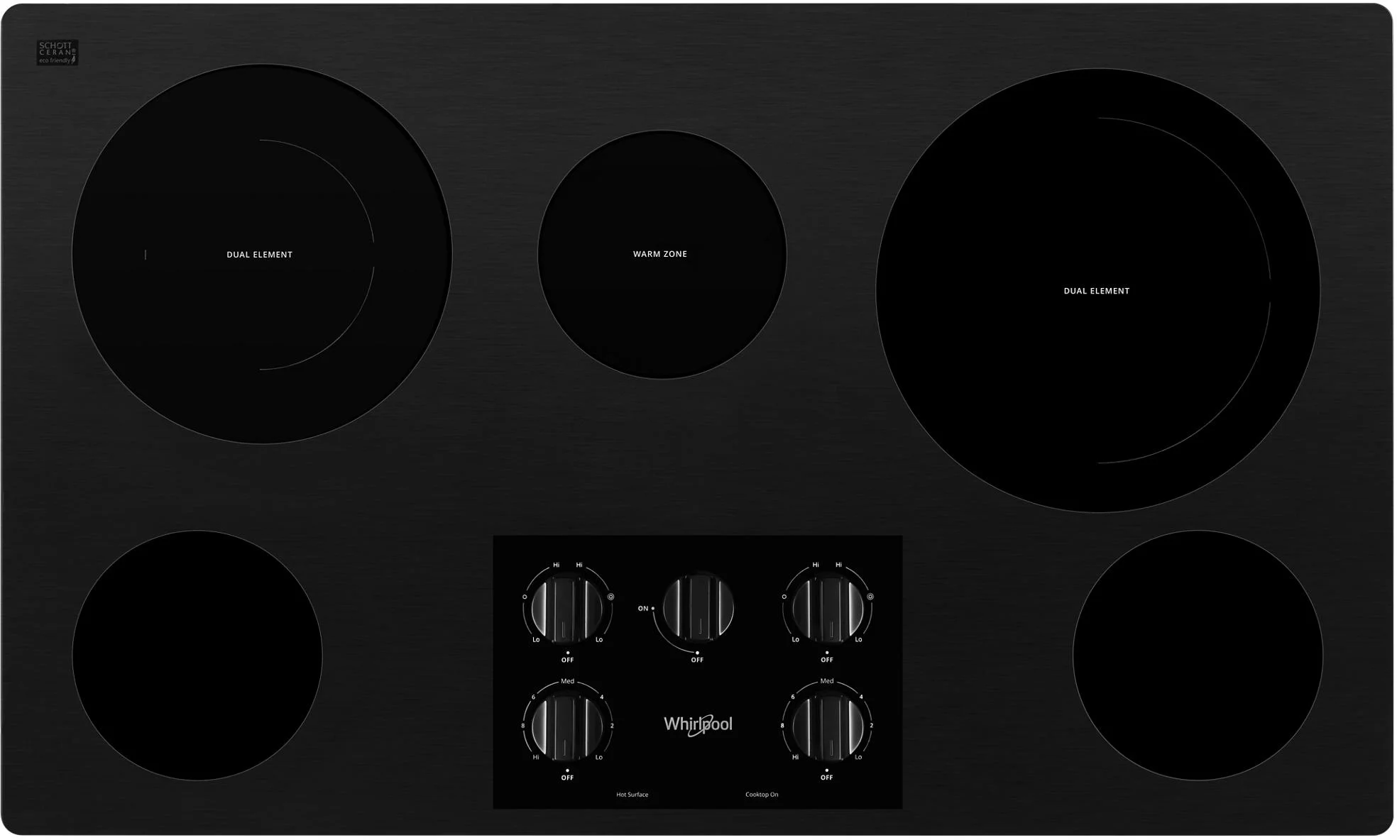 Whirlpool WCE55US6HB 36 inch Black Electric Ceramic Glass Cooktop with Dual Radiant Element