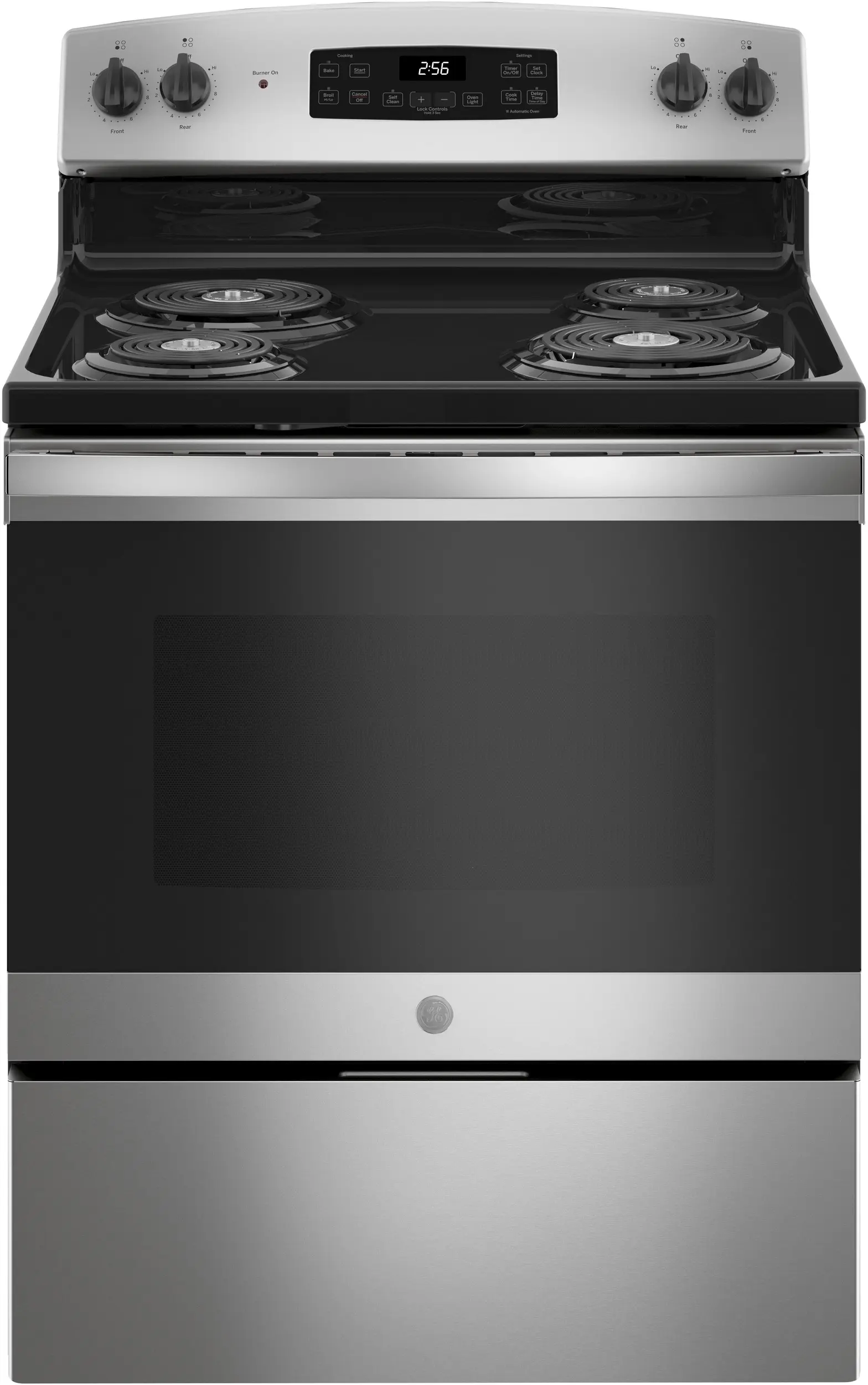 GE JB256RMSS Stainless Steel with Black