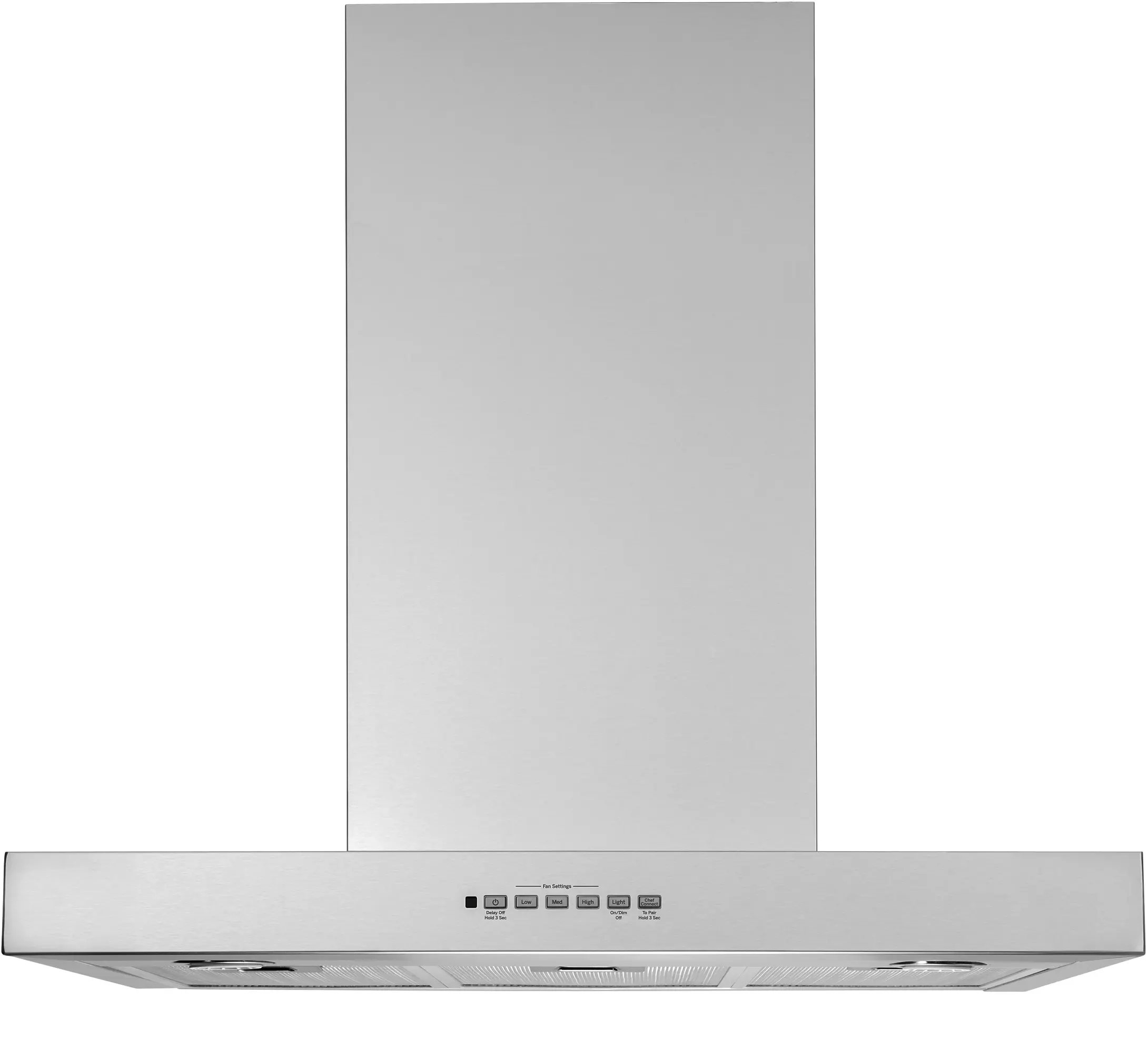 Designer Wall Mount Hood with 350 CFM Internal Blower, Delay Shut-Off, Chef Connect, Electronic Backlit Controls, LED Lighting, and ADA Compliant